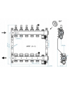 Kolektoriai KAN-therm nerūdijančio plieno su debitomačiais 2-6 žiedų